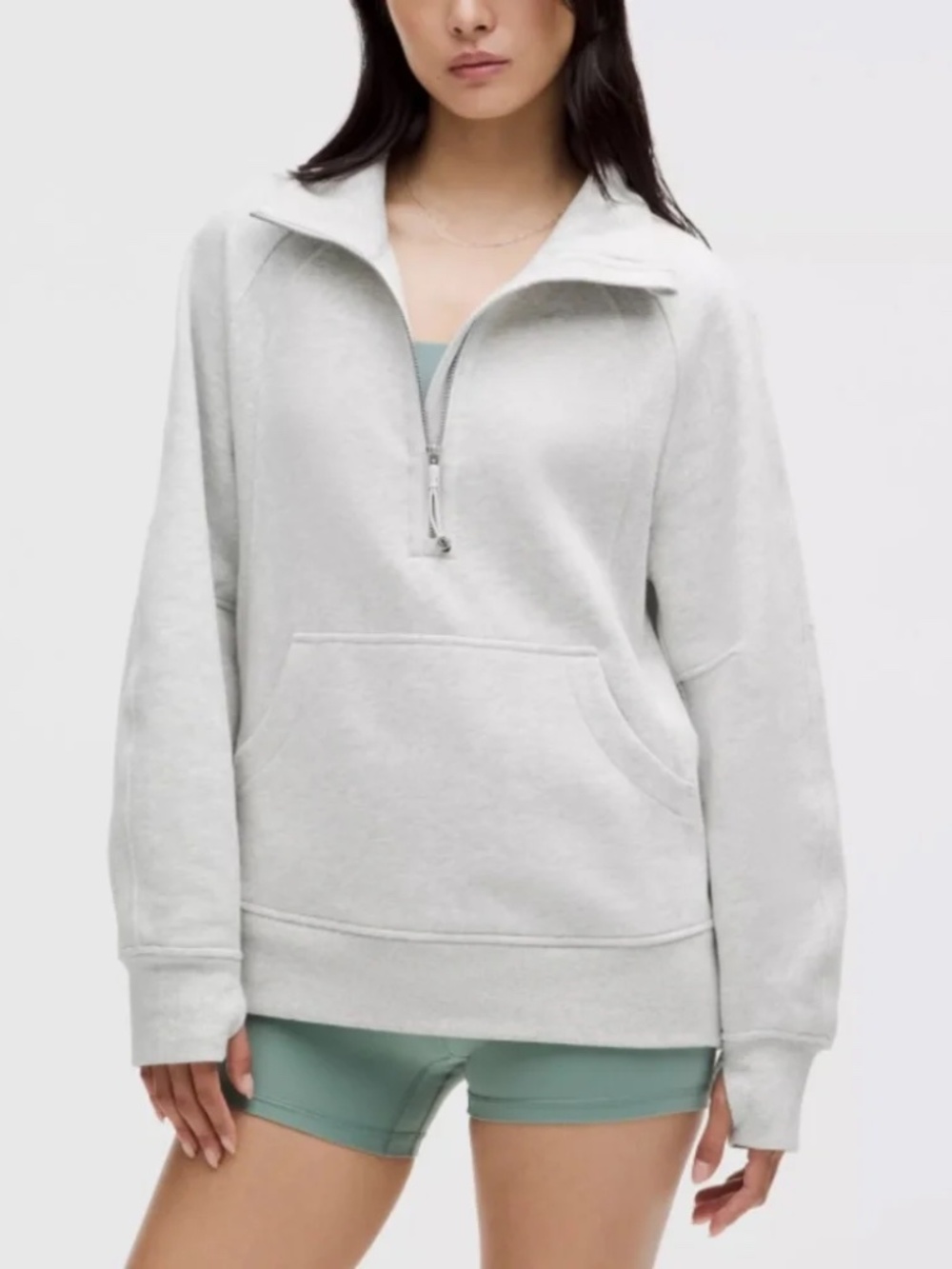 NWT Scuba Oversized Heather Grey Funnel Neck Half Zip